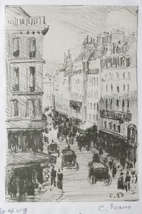サンラザール通り、パリ、1897年（亜鉛上のリトグラフ） 作： Camille Jacob Pissarro